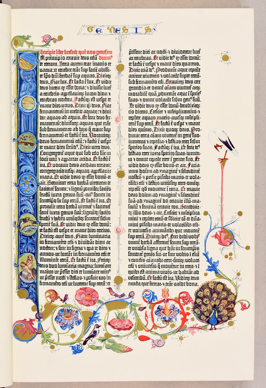 [Facsimile of the original Gutenberg Bible of 1454-1455].