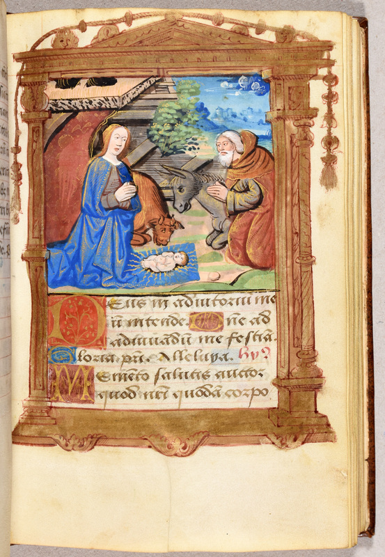 Illuminated book of hours, in Latin.